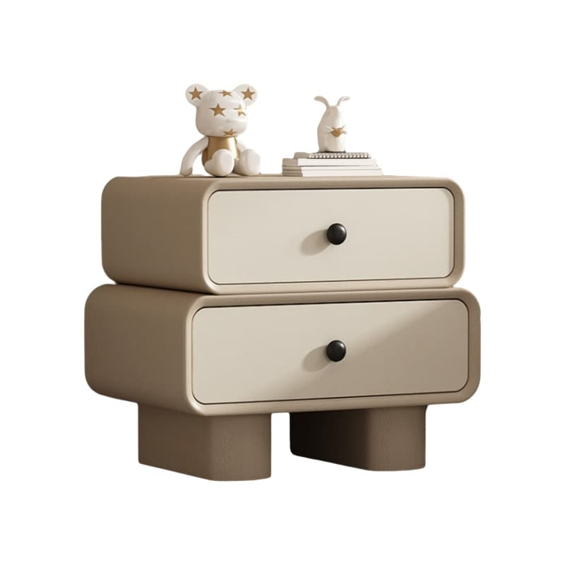 Contemporary Wood Nightstand with Drawer Storage and Faux Leather Countertop - image 11