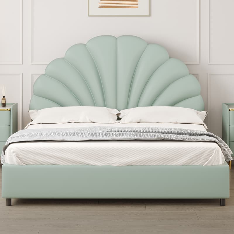 Modish No Distressing Timber Panel Headboard with Arched Shape for King/Twin XL/Full Bed, Featuring Sponge Upholstery and Standard Height