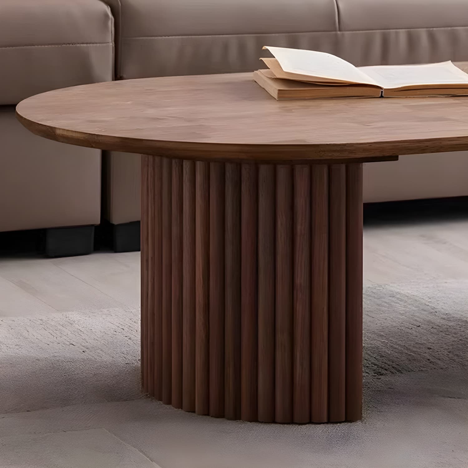 Modern Brown Wood Coffee Table with Rectangular Top and Brown Base - image 6