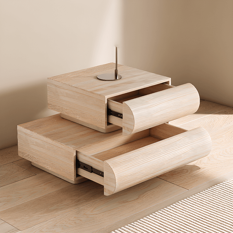 Casual Pine Wood 2 Drawers Drawer Storage Nightstand - image 11