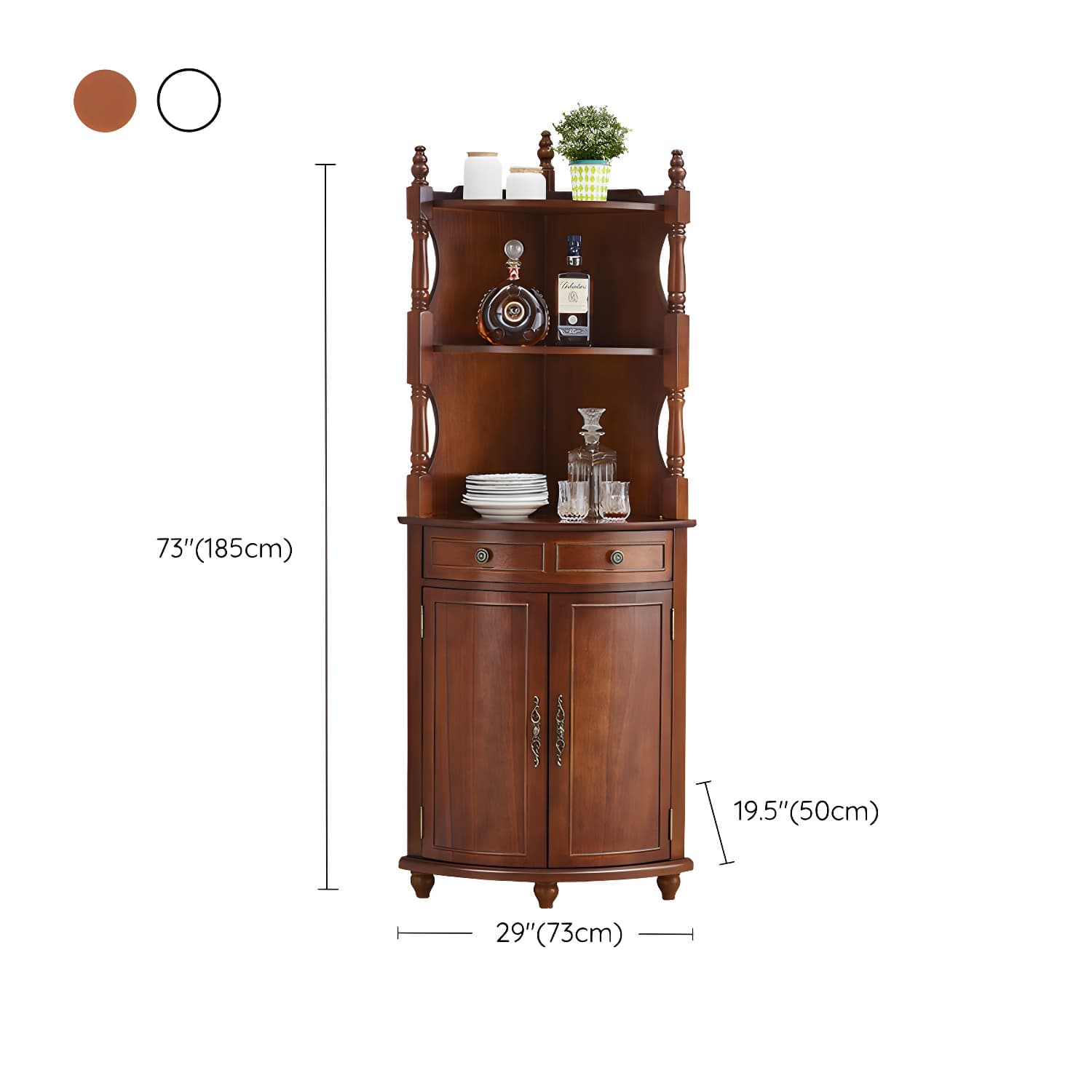 Mid-century Modern 1- Door Cabinet Wooden Corner Cabinet with Shelf - image 14