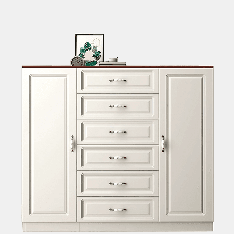 Sleeping Room Use Trendy White Wood Wardrobe Chest with Shelves - image 7