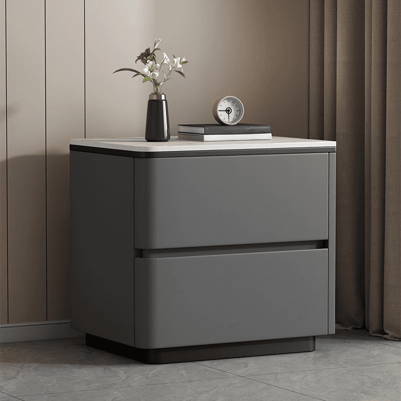 Organic Modern Nightstand With Drawer Organization, 2 Drawers, and Stone Countertop - image 4