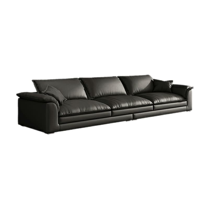 Black Cushion Back 30'' Interface Genuine Leather Sofa Pillow Top Arm - image 5