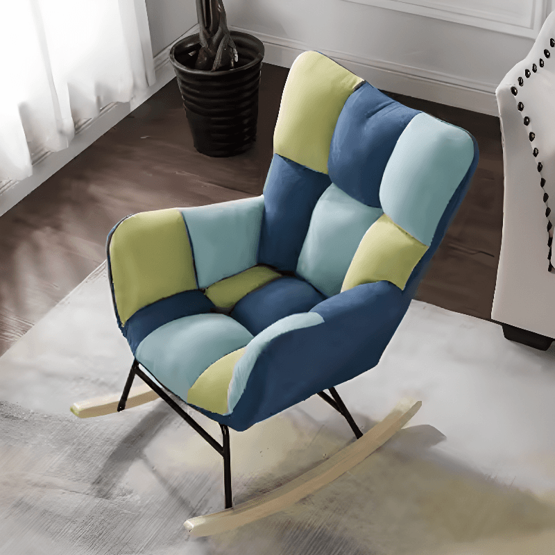 Simplistic Scratch-immune Padded Recessed Arm Ottoman Upholstered 2 Piece Set Bedroom Rocking Chair - image 3