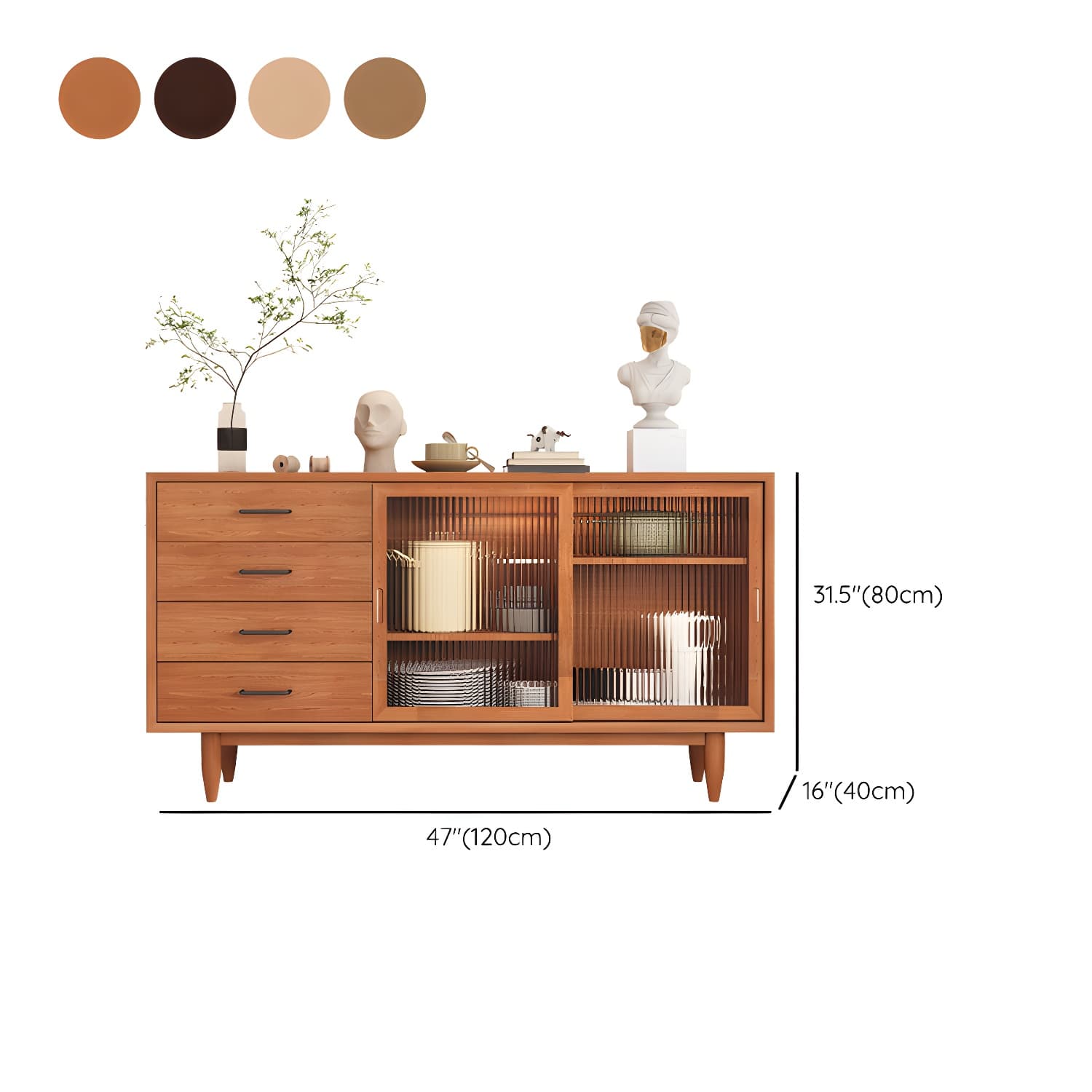 Mid-Century Modern Solid Wood Accent Cabinet with Glass Door - image 11