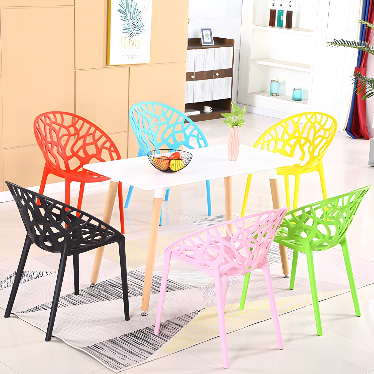 Contemporary Plastic Dining Room Chairs Armless Open Back Dining Side Chair for Restaurant - image 20