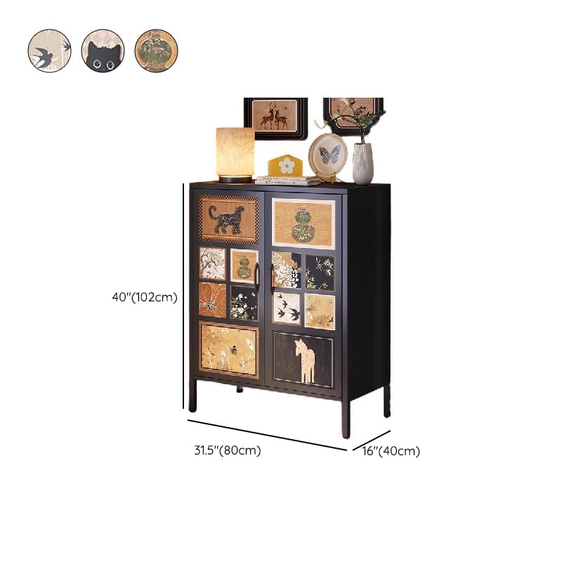 Rectangular Damp-proof Scratch-immune Accent Cabinet with Steel Countertop, Adjustable Shelf, Grip Bars, and Midnight Black Top - image 12