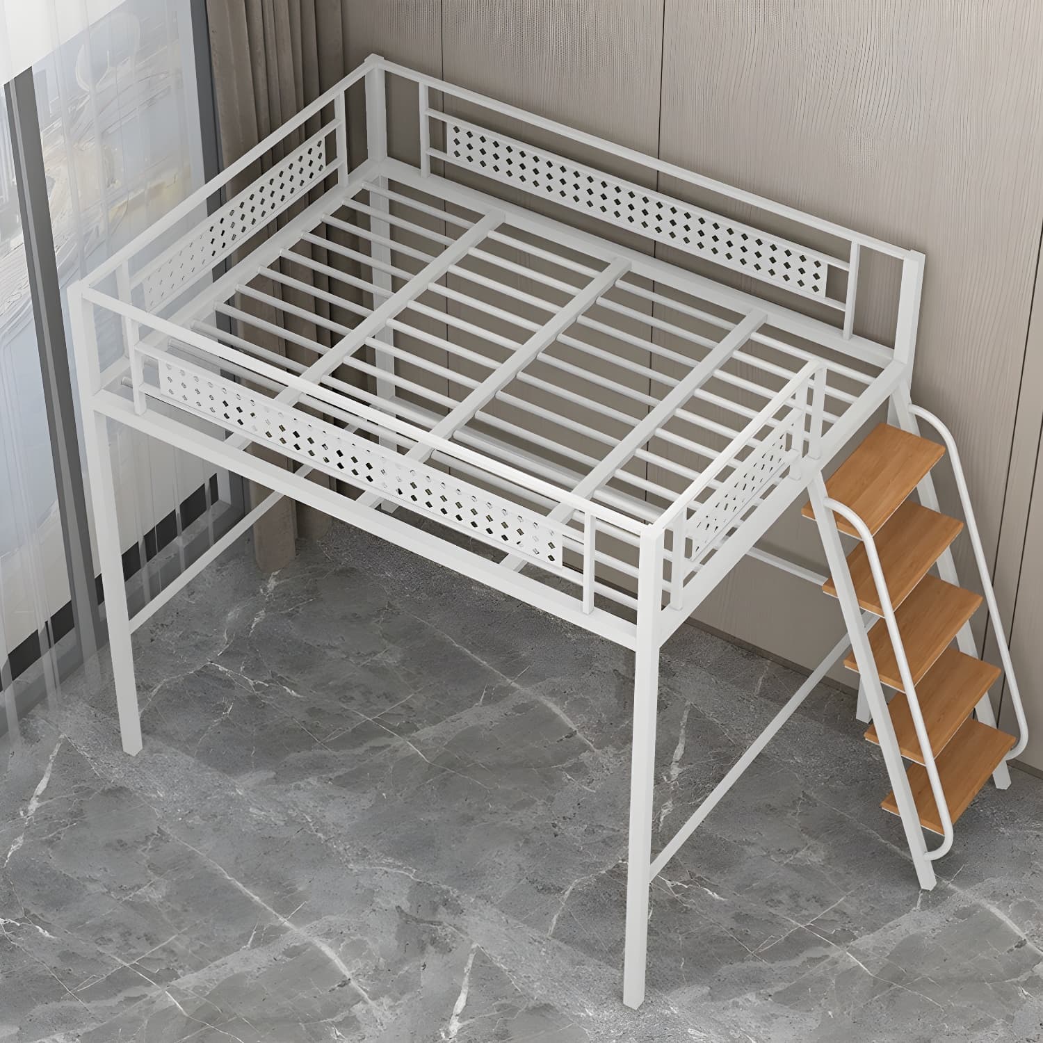 Simple and Chic Metal Frame Modern Bed with Headboard Included - image 4