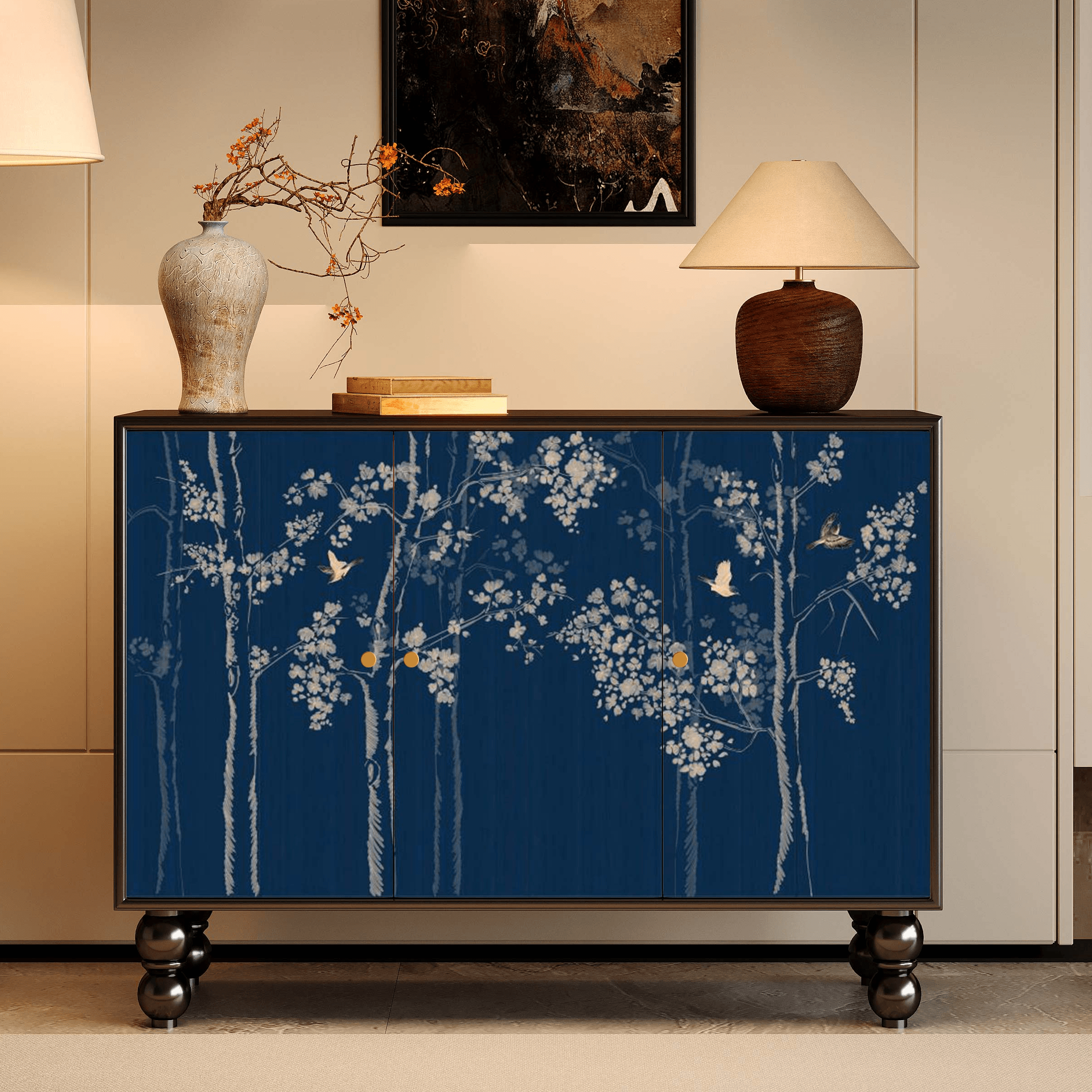 Classicist Narrow Timber Sideboard with Hutch, 3 Shelves, 3 Doors and Larder - image 9