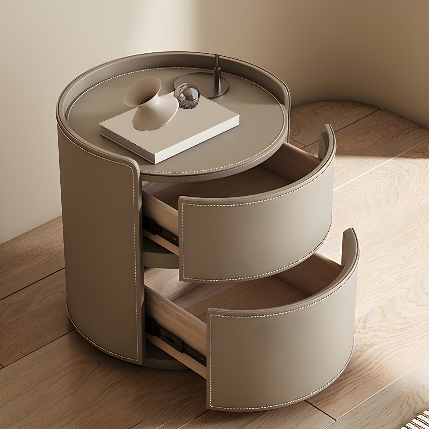 Modern Wood Nightstand with 2 Drawers and No Distressing Brown Color - image 14