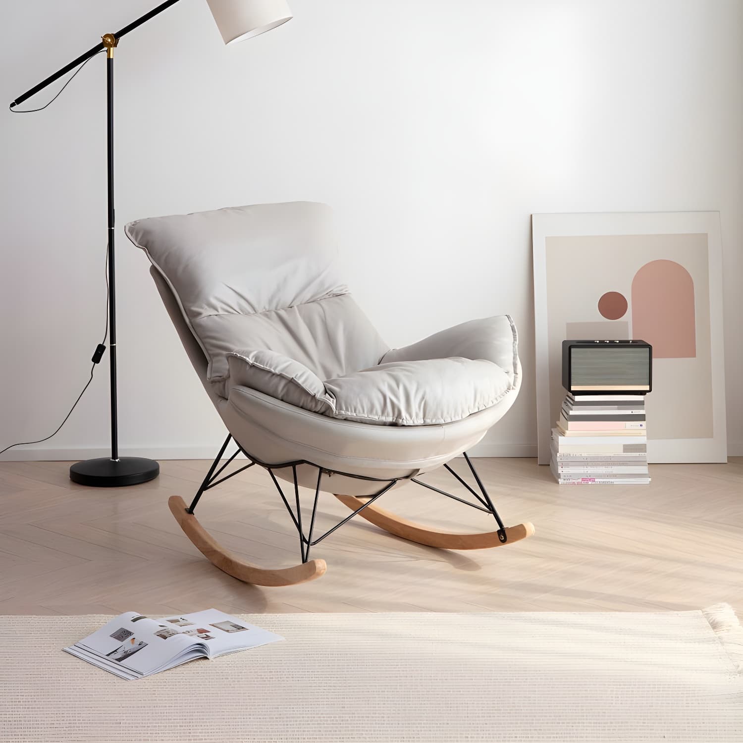 Contemporary Style Nursery Sofa Rocking Chair Indoor Rocking Chair with Ottoman - image 9