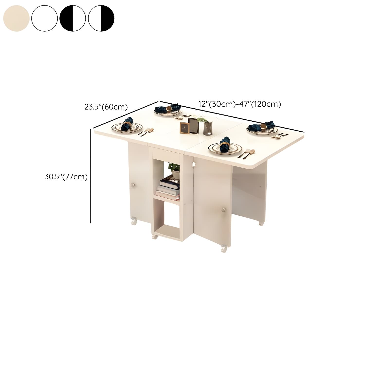 Collapsible Pedestal Manufactured Wood Kitchen & Dining Table 30in by 30in Modern Style - image 12