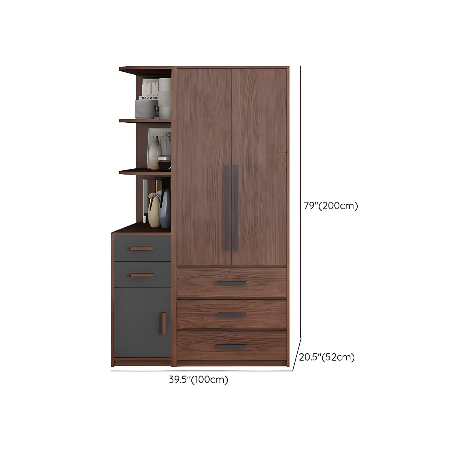 Traditional Wood Wardrobe Armoire with Drawers, Shelves, and Clothing Rod - image 21