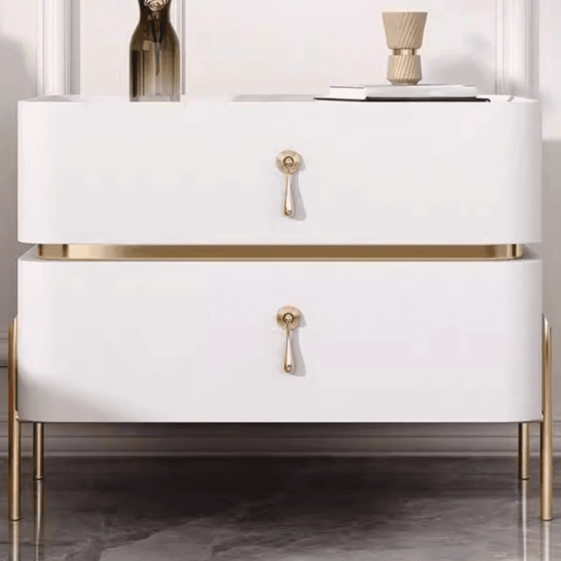 Organic Modern Stone Drawer Storage Nightstand with Leg & 2 Drawers - image 7