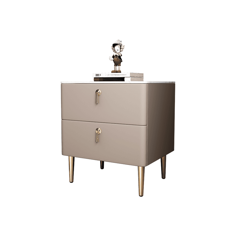 Minimalist 2-Drawer Stone Countertop Bedside Cabinet with Legs - image 12