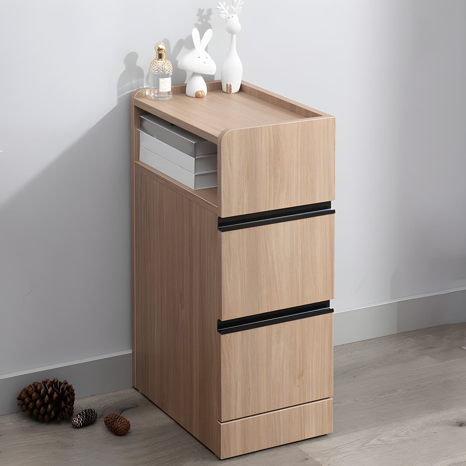Scandinavian Accent Table Nightstand 25.5" Tall with 2 Drawers - image 4