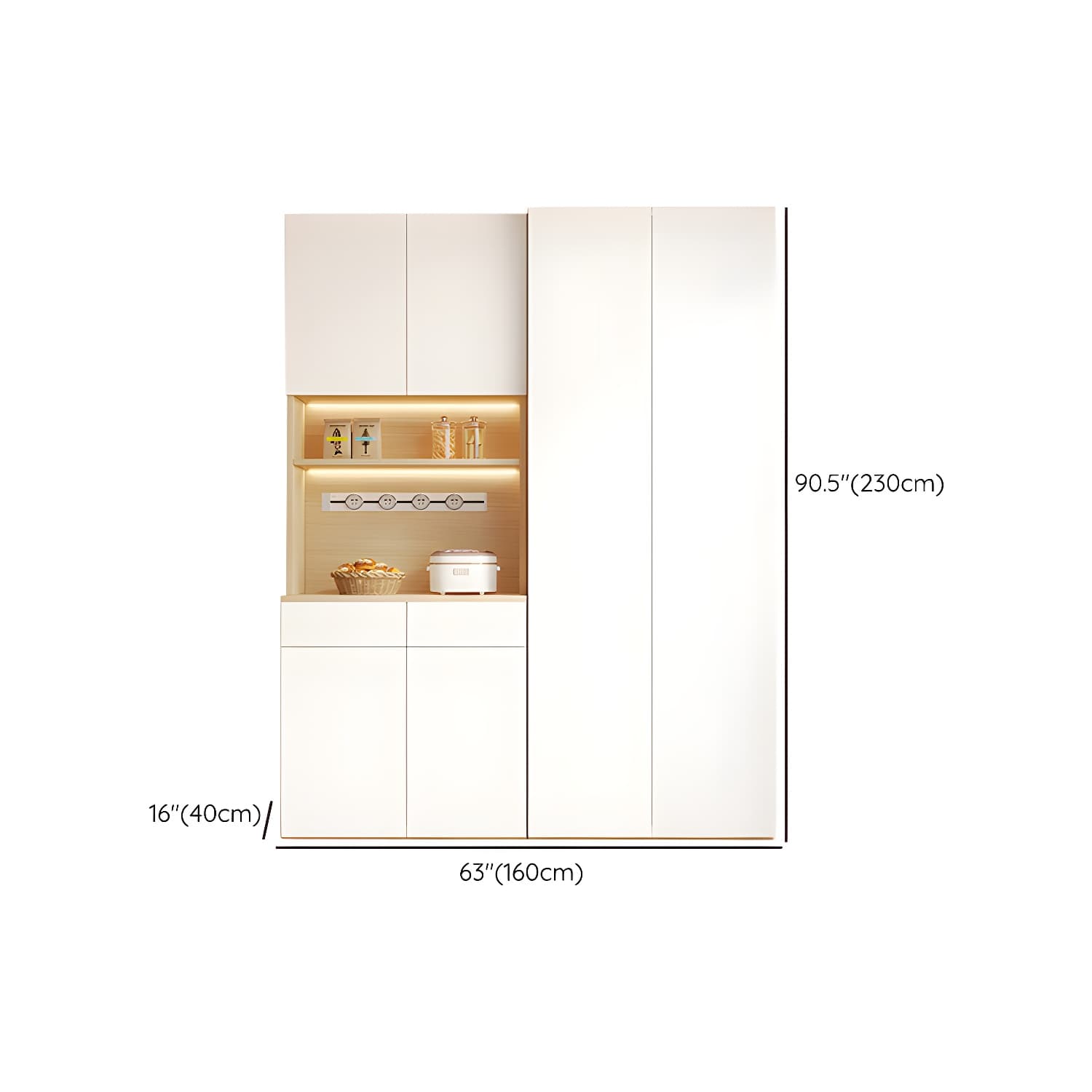 Scandinavian White Wood Buffet Sideboard Cabinet with Cabinets and Shelves - image 17