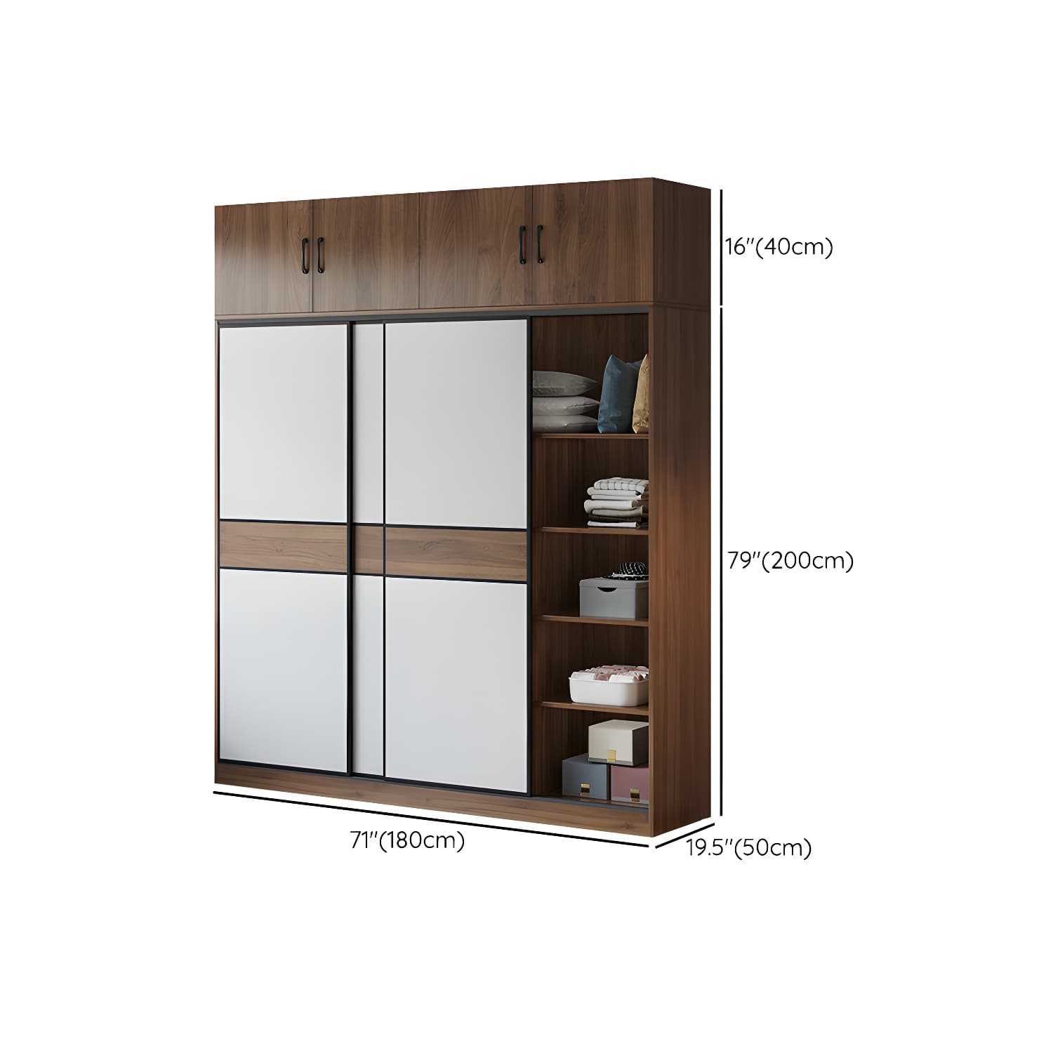 Modern Brown Wood Wardrobe Armoire with Sliding Doors, Shelves, and Clothing Rod - image 21