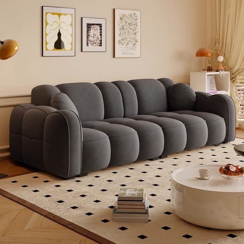 Minimalist Solid Color Standard Sofa Stain Resistant/Water Resistant Dove Grey/Auburn/Amber Color with 2 Pillows & Arm for 4-seater/Seats 3 - image 4