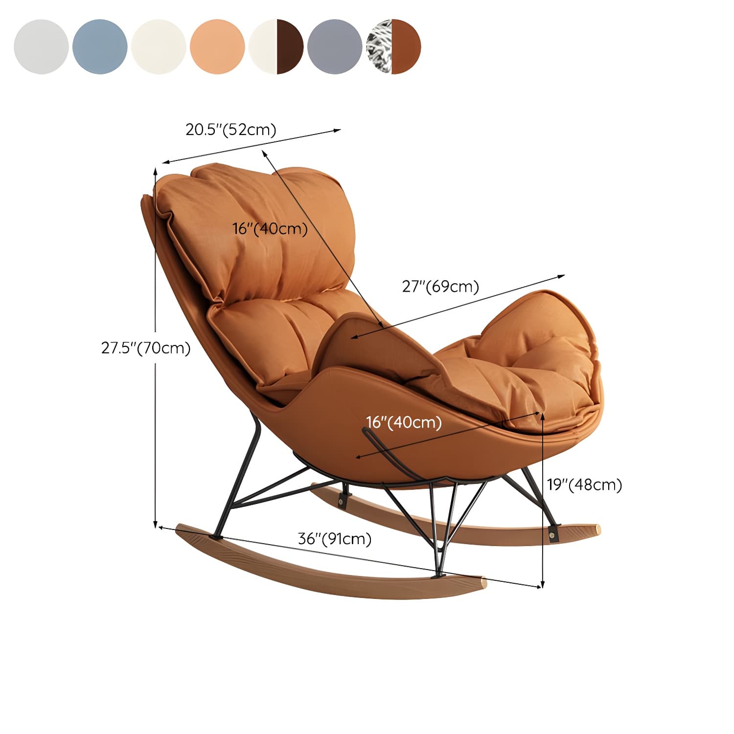 Stylish and Modern Upholstered Rocking Chair with Natural Wood Legs - image 17
