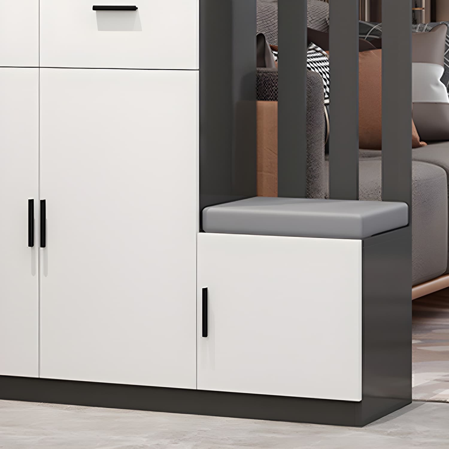 Rectangle Wood Cabinet 11.81" Wide 3-door Accent Cabinet with Drawer - image 8