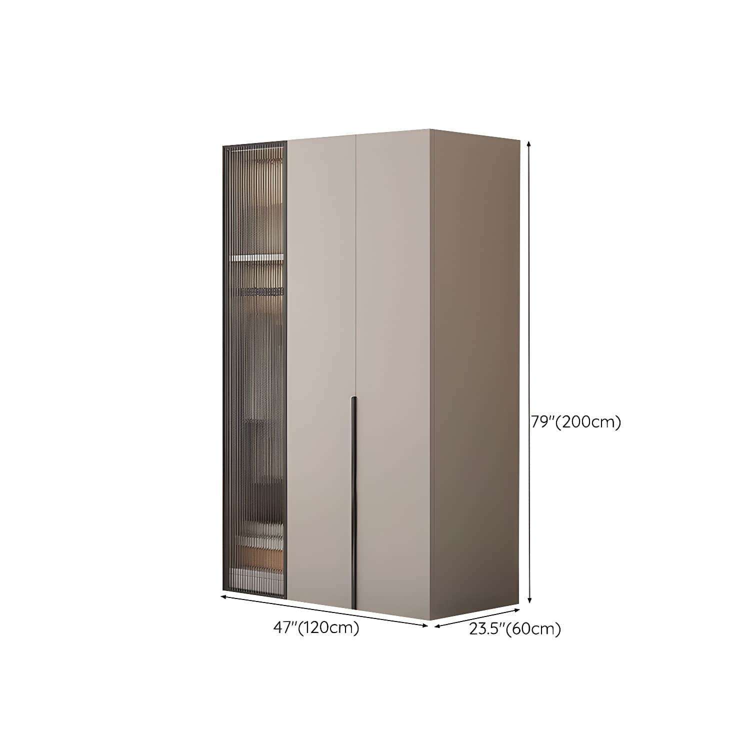 Modern Grey Wardrobe Armoire with Clothing Rod & Adjustable Shelves - image 8