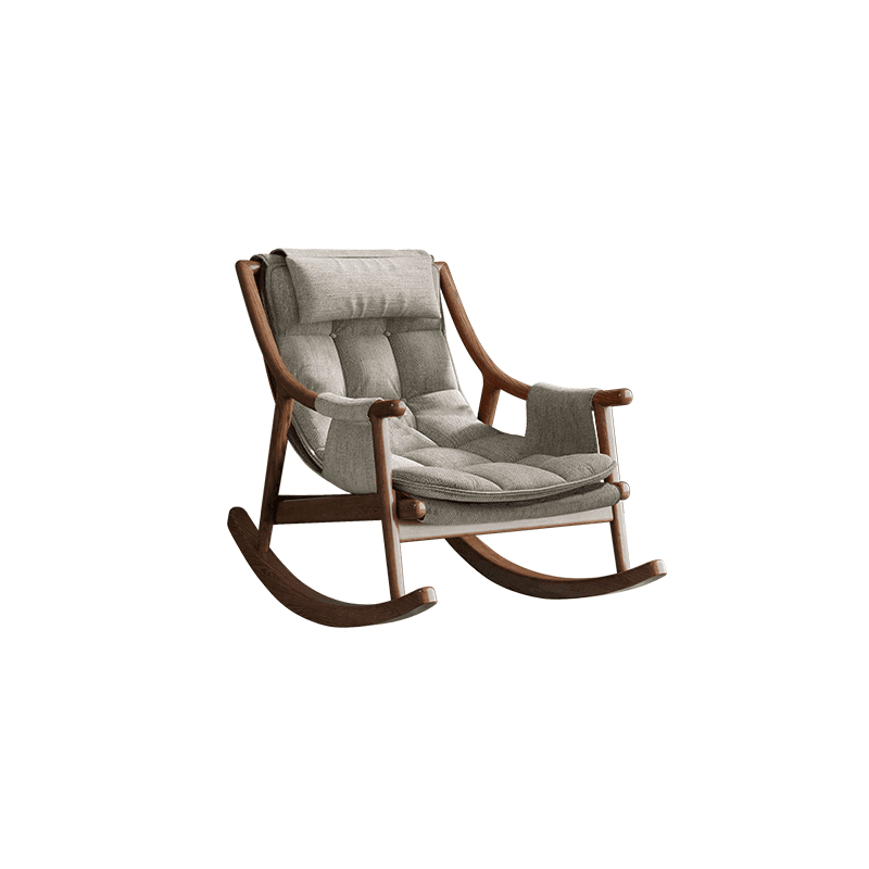 Simple Upholstered Rocking Chair with Ottoman, Scratch-tolerant Padded Track Arm, 2 Piece Set - image 4