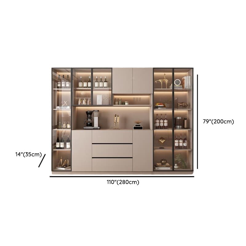 Wide/Standard/Narrow Modern Timber 3 Drawers 2 Shelves/3 Shelves/1 Shelf Glass Doors Pantry Hutch Sideboard - image 24