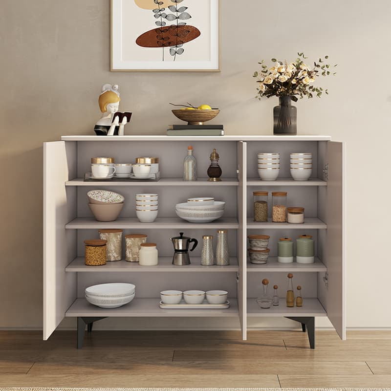 Modern Rectangular Manufactured Wood Accent Cabinet in Beige with Interior Partitions and Metal Legs - image 6