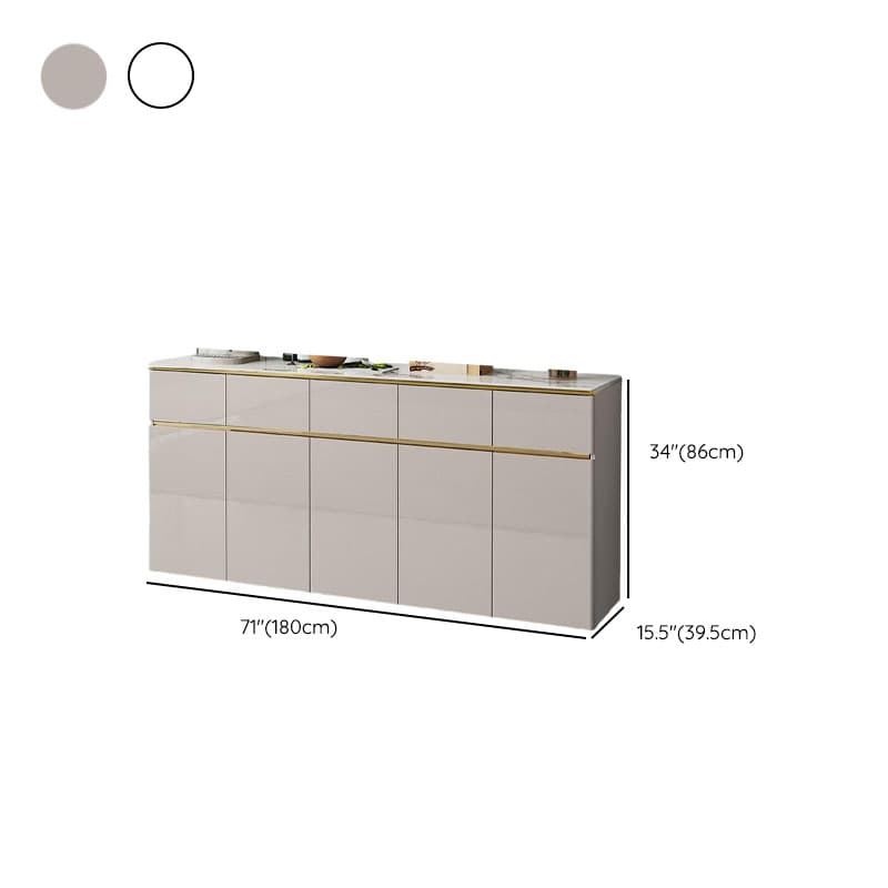 Elegant Standalone Sideboard with 5 Drawers, 5 Doors, and Faux Marble Countertop - image 13