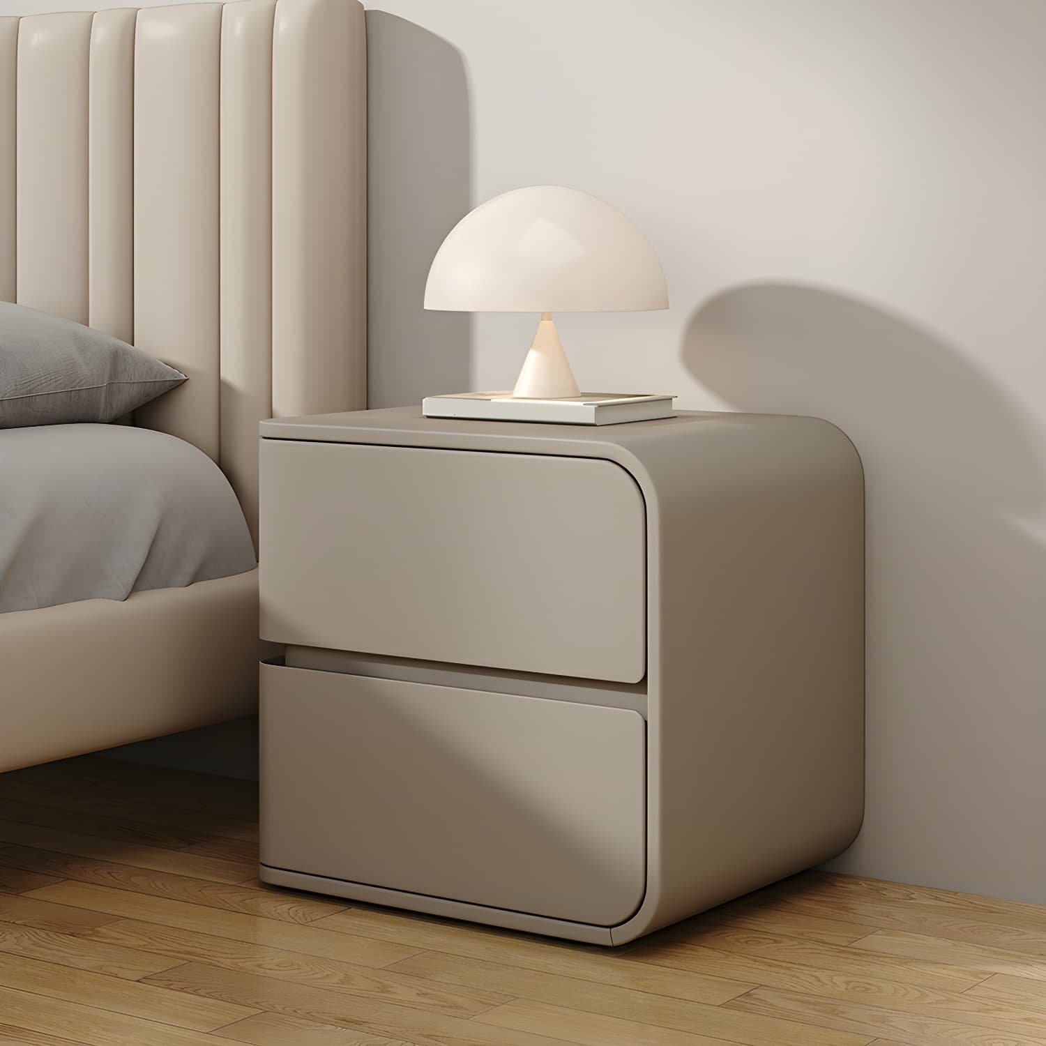 Rounded Corners Nightstands Solid Wood with Silent Buffer Guide Rail - image 6