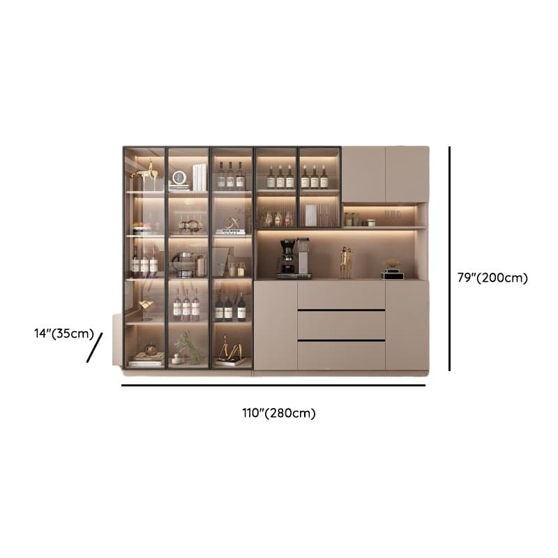 Wide/Standard/Narrow Modern Timber 3 Drawers 2 Shelves/3 Shelves/1 Shelf Glass Doors Pantry Hutch Sideboard - image 49