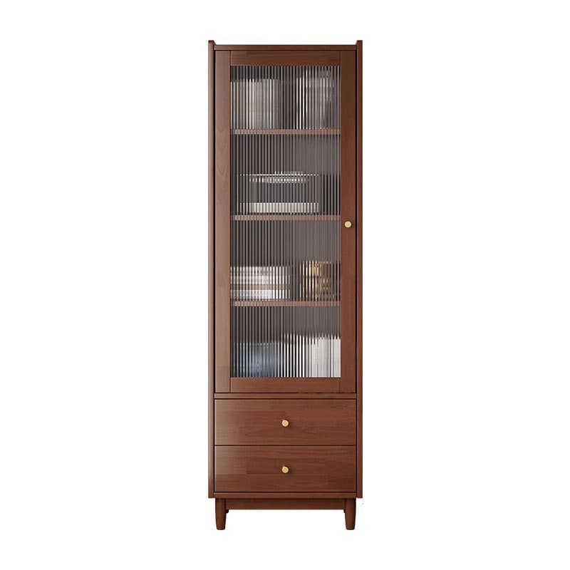 Scandinavian Solid Wood Accent Cabinet with Glass Door, 1 Cabinet and 2 Drawers for Living Room - image 7