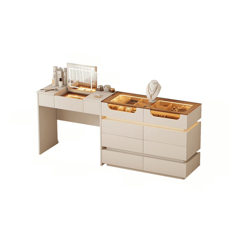 Lumber Vanity Set with Illumination Light, Scalable, Dividers, 2-in-1, Adjustable Touch and Brightness