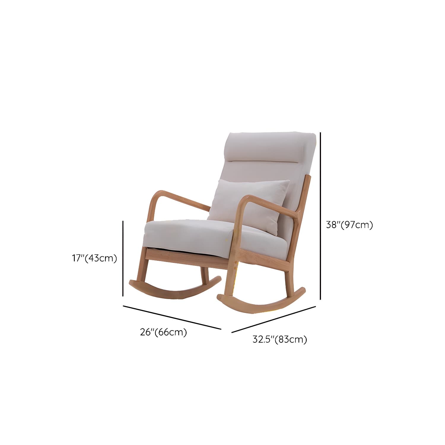 Mid-Century Modern Rocking Accent Chair with Solid Wood Frame and a Pillow - image 24
