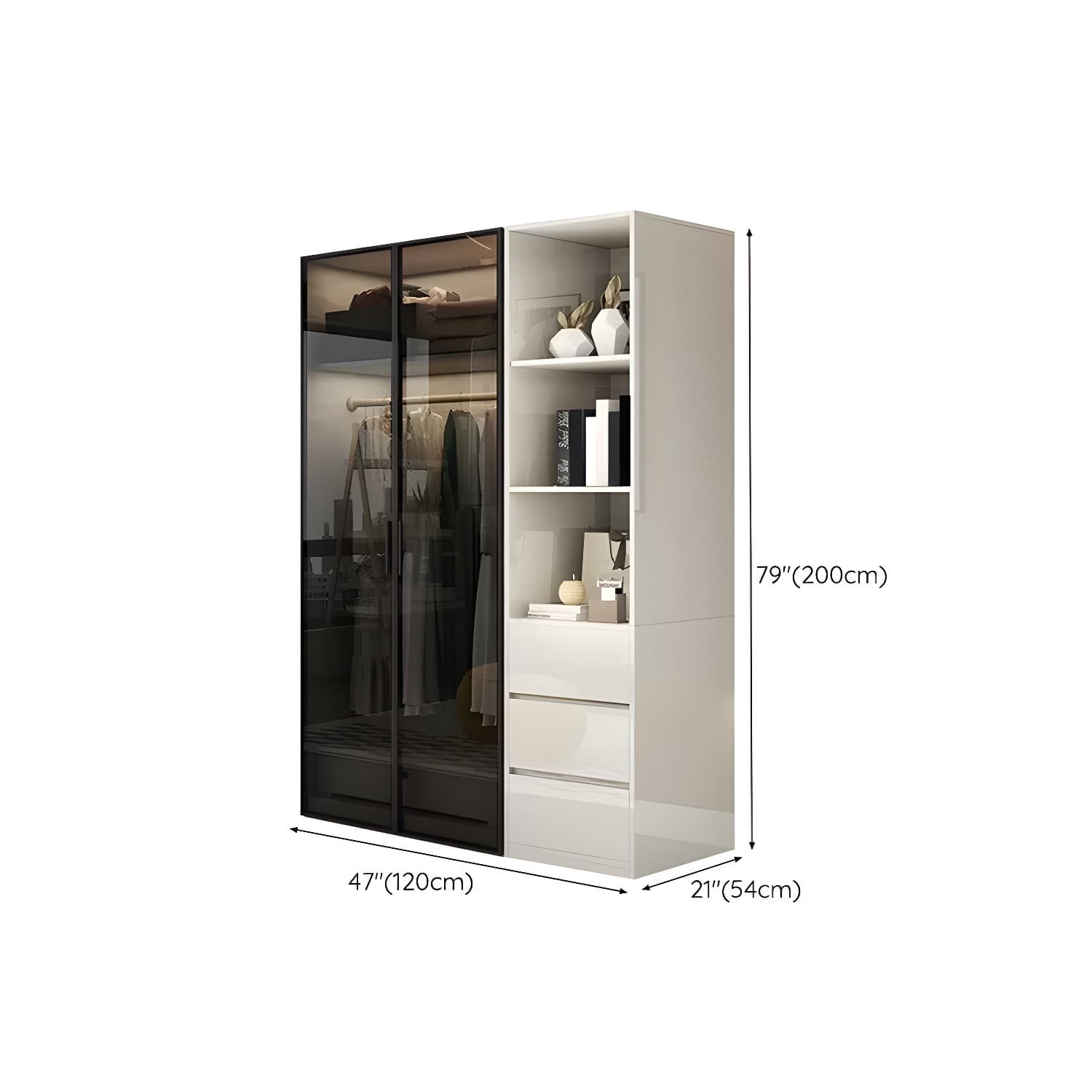 Sleek White Wood Wardrobe Armoire with Soft Close Drawers and Shelves - image 27