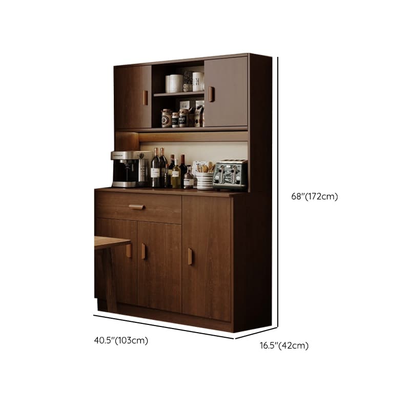 Modish Sideboard/Microwave Shelf Cabinet with Multiple Drawers, Narrow Size, 1 to 3 Shelves, Larder Storage, Timber Countertop, and Various Doors - image 23