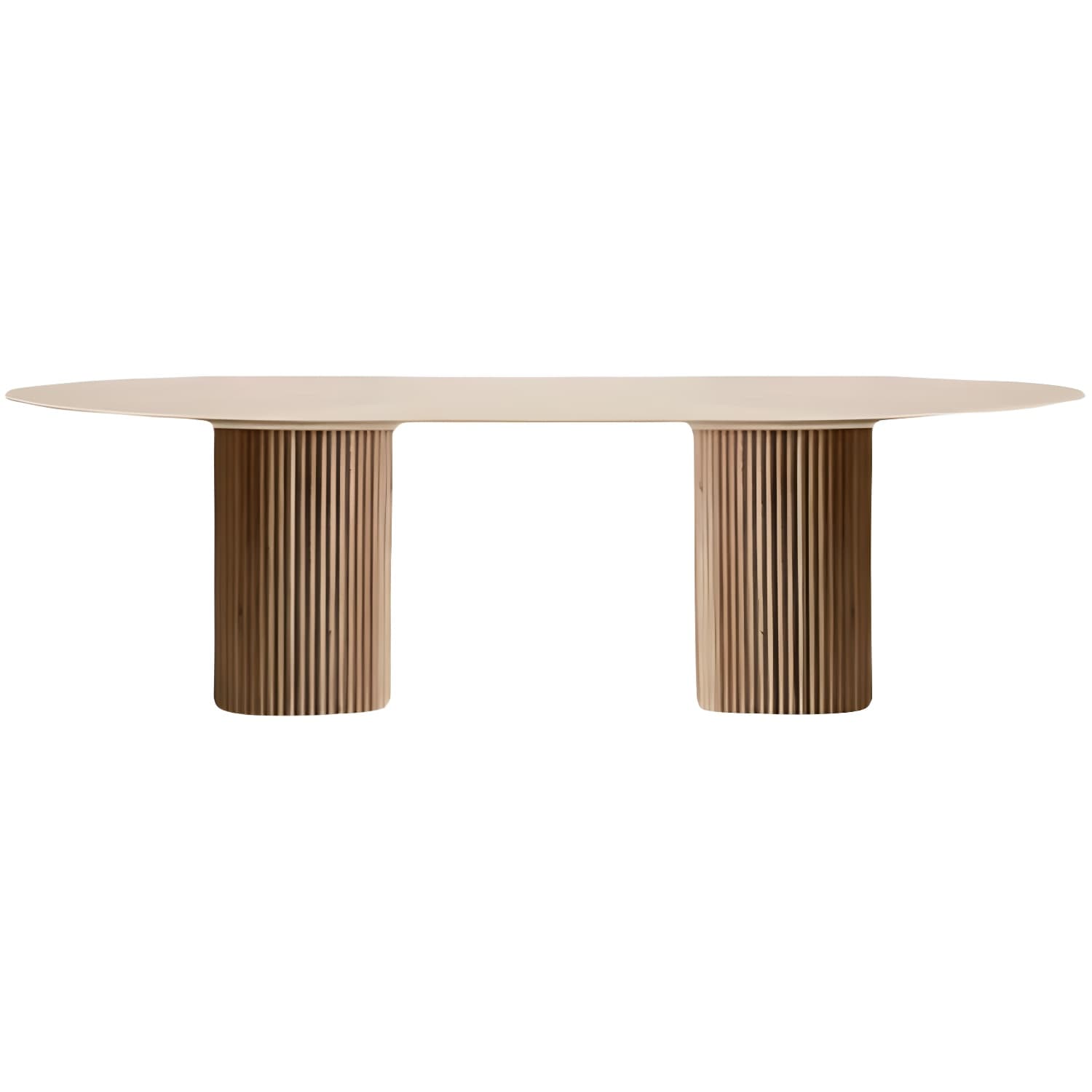 Natural Double Pedestal Dining Table Modern Oval Wood Home Dinner Room Kitchen Table - image 5