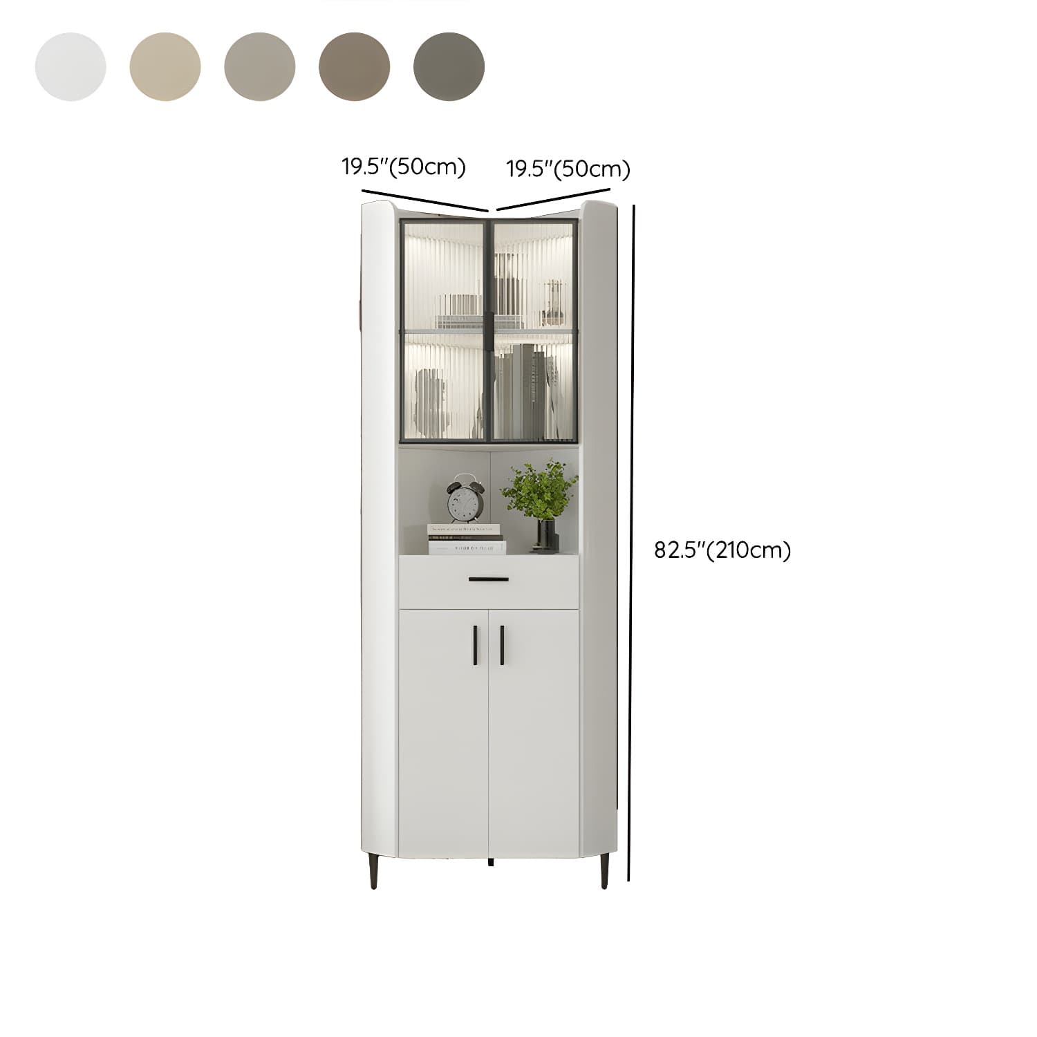 Small Modern Corner Accent Cabinet with Wood Counter Top, Drawers Included, and Metal Legs - image 15