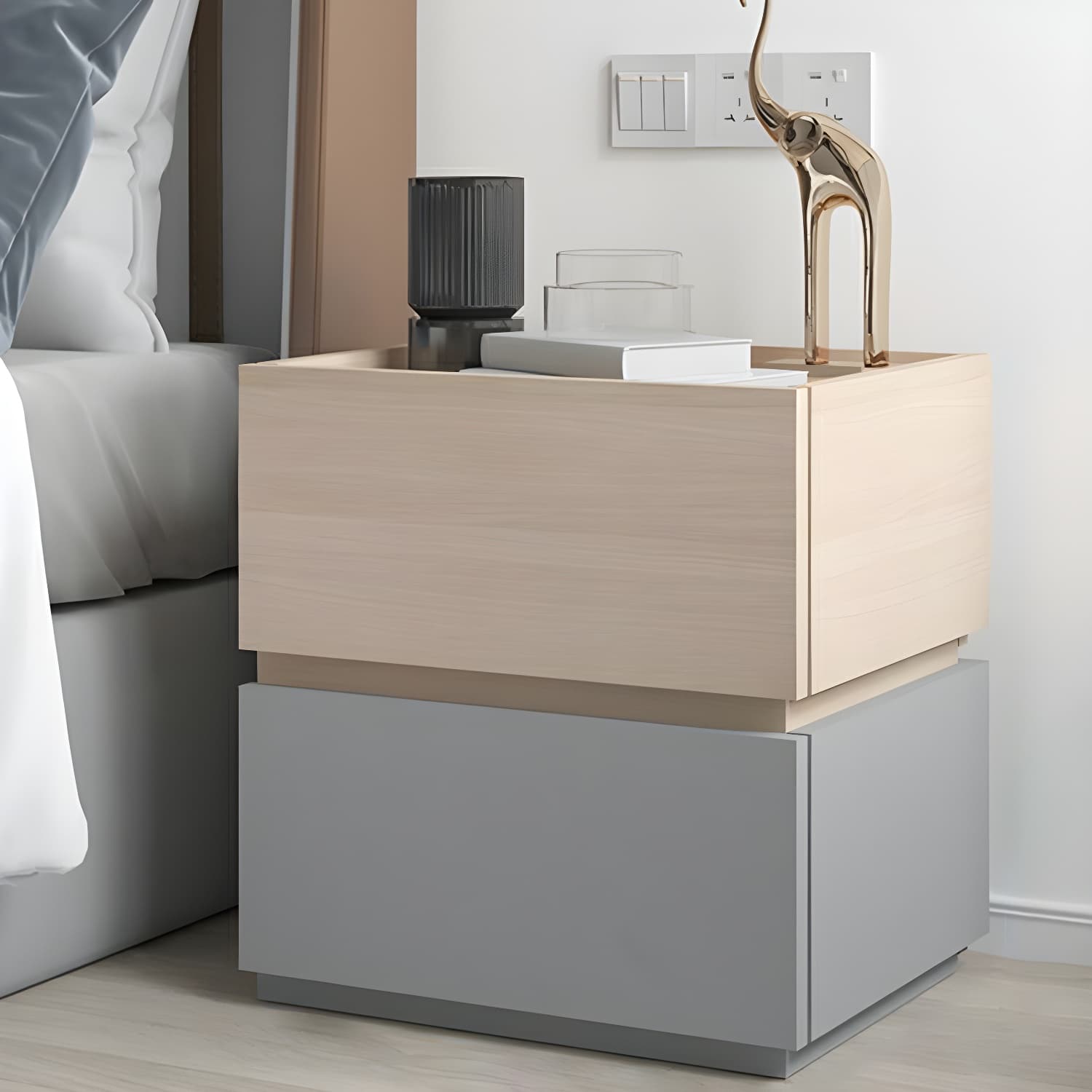 19.1" Tall 2 - Drawer Nightstand Wooden Accent Table Nightstand for Bedroom - image 9