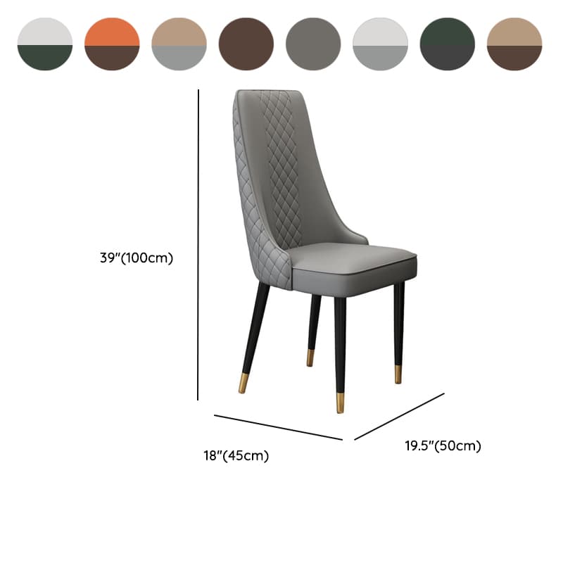 Contemporary Restaurant Armless Chair with Solid Back Panel, Upholstered Metal Legs - image 16
