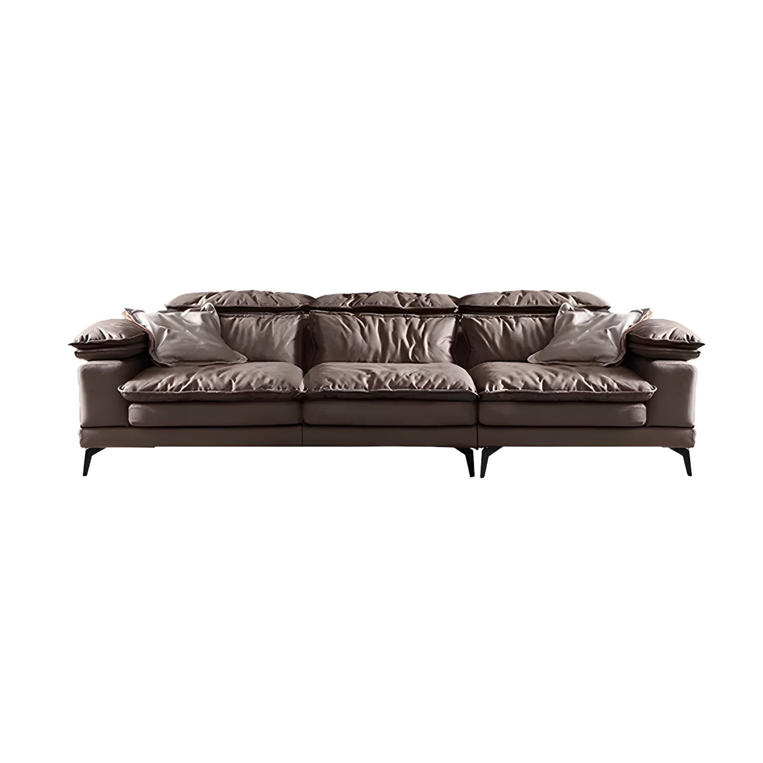 Mid-Century Modern Brown Tech Cloth Sectional Sofa with Wood Frame and Pillow Top Arms - image 15