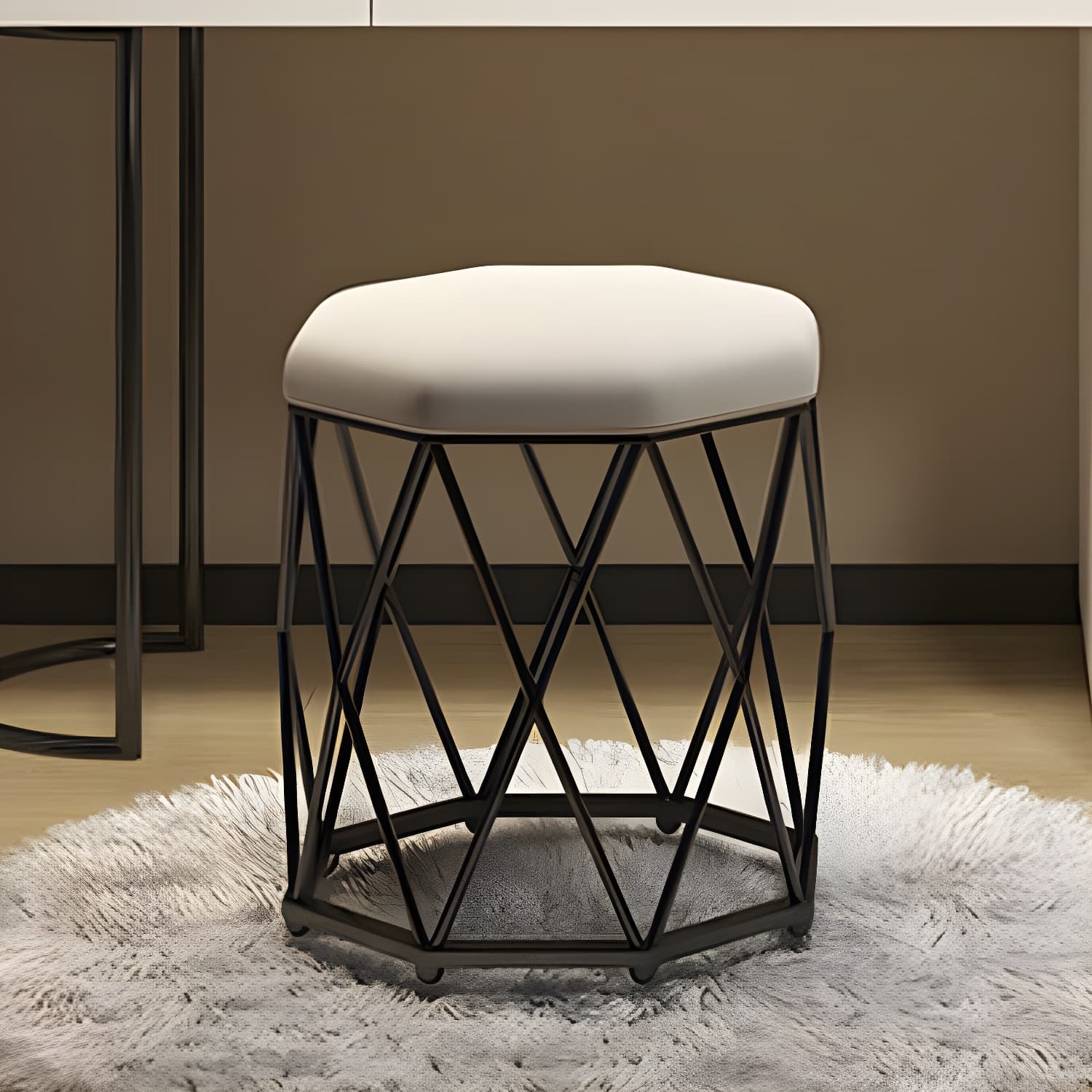 Contemporary Stone Top Vanity Table Set with Mirror and Stool Glam Slate Dressing Table - image 17