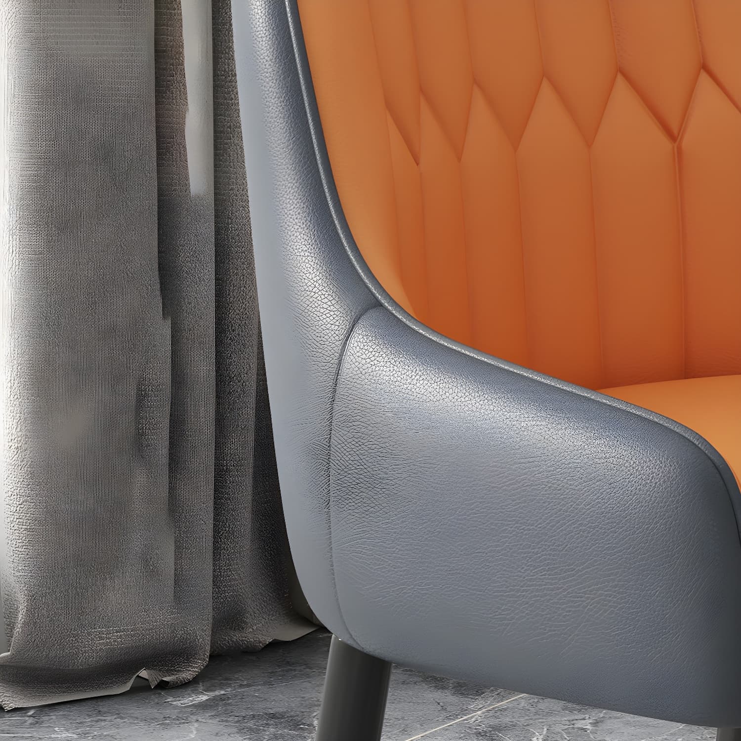 Faux Leather Dining Chairs Modern Parsons Arm Chair with Wood Legs - image 23