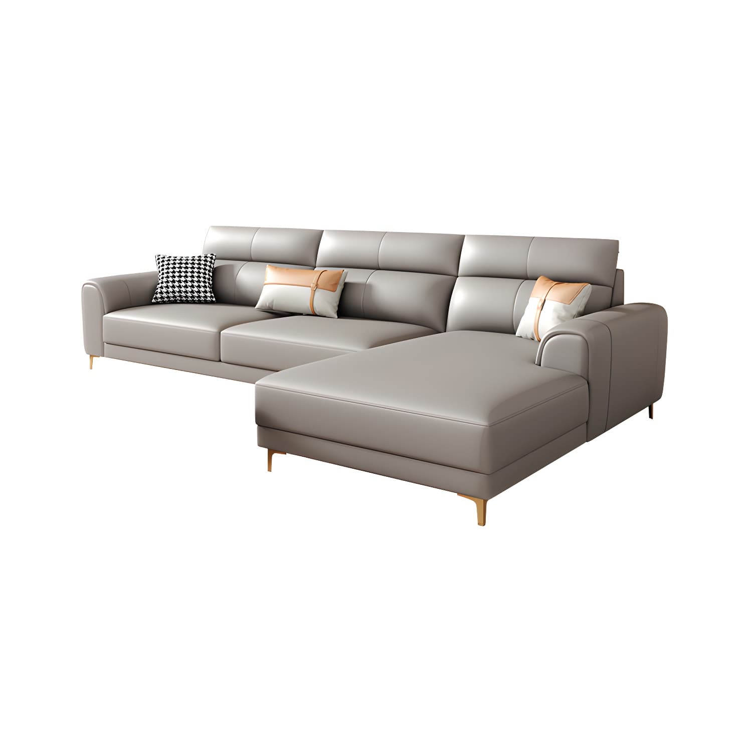 Modern Gray Faux Leather Sectional Sofa with Pillow Top Arms and Wood Frame - image 13