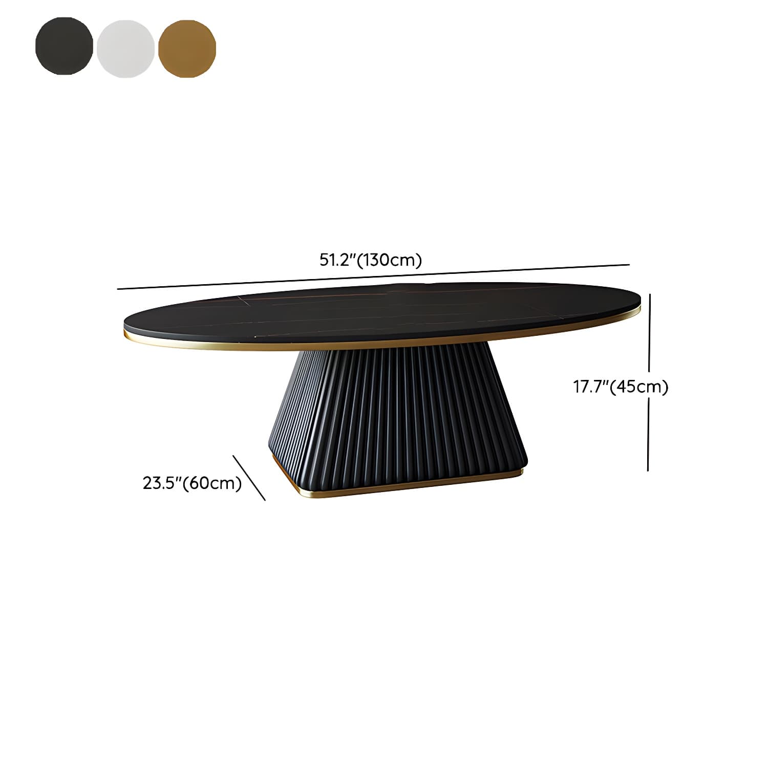Glam Single Coffee Table Oval Pedestal Coffee Cocktail Table - image 26