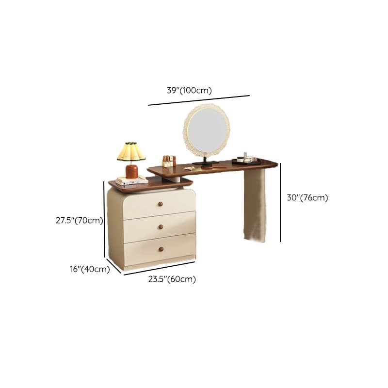 Cream Modish Large Vanity Set with Reclaimed Wood Table Top, 3/6 Drawers, and Light Up Mirror - image 25