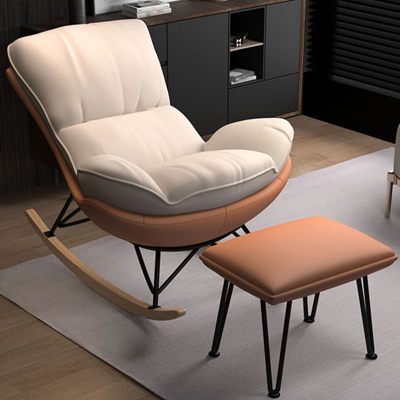 Stylish Upholstered Indoor Rocking Chair with Natural Wood Legs - image 11