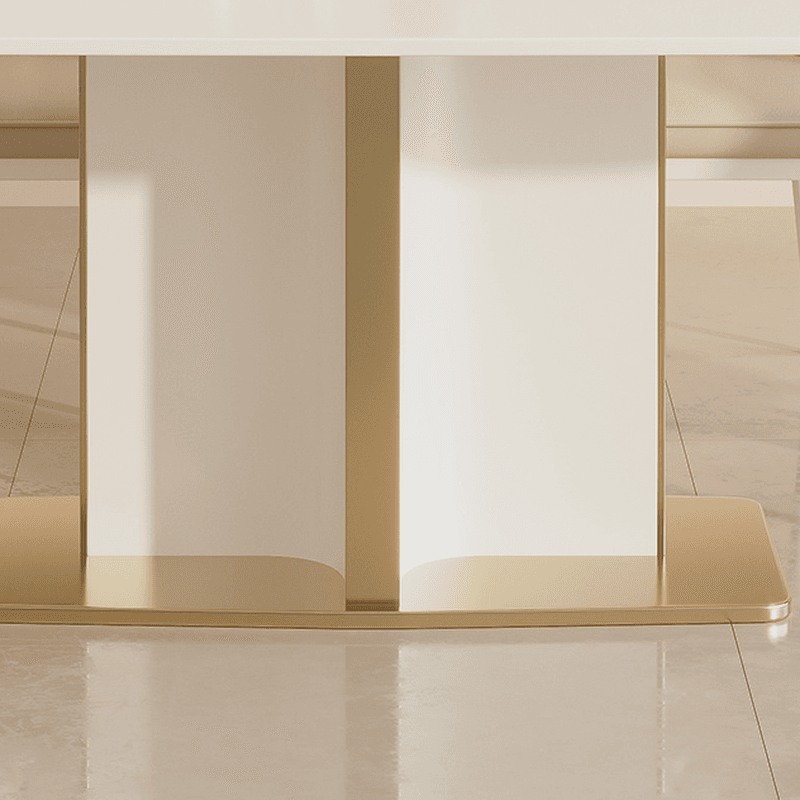 Retro 7-piece/5 Pieces/1 Piece Rectangle Stone Dining Table Set with/without Chair - image 5